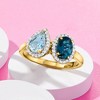 Ross-Simons 0.90 Carat London Blue and .70 Carat Sky Blue Topaz Toi Et Moi Ring With .20 ct. t.w. White Topaz in 18kt Gold Over Sterling - 4 of 4