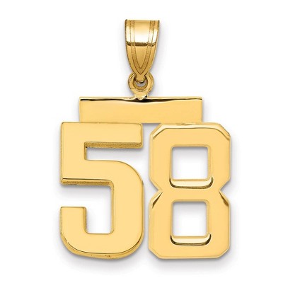 Black Bow Jewelry 14k Yellow Gold, Athletic Collection Medium Polished Number 58 Pendant