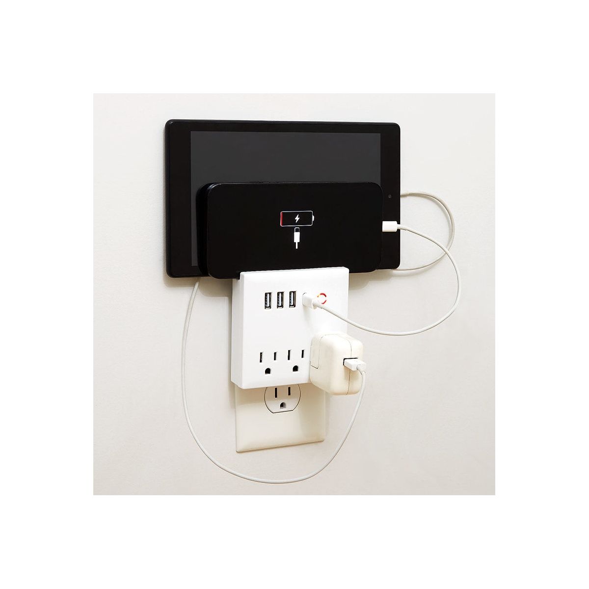 The Lakeside Collection USB And Outlet Adapter With Phone Holder - Ultimate Charging Hub -