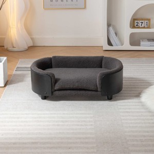 Pet Sofa,Luxury Dog Beds With Solid Wood Legs And Bent Wood Back,Dog Couch Bed,Affordable Dog Kennel,Unique Dog Beds-Cuddlewood - 1 of 4