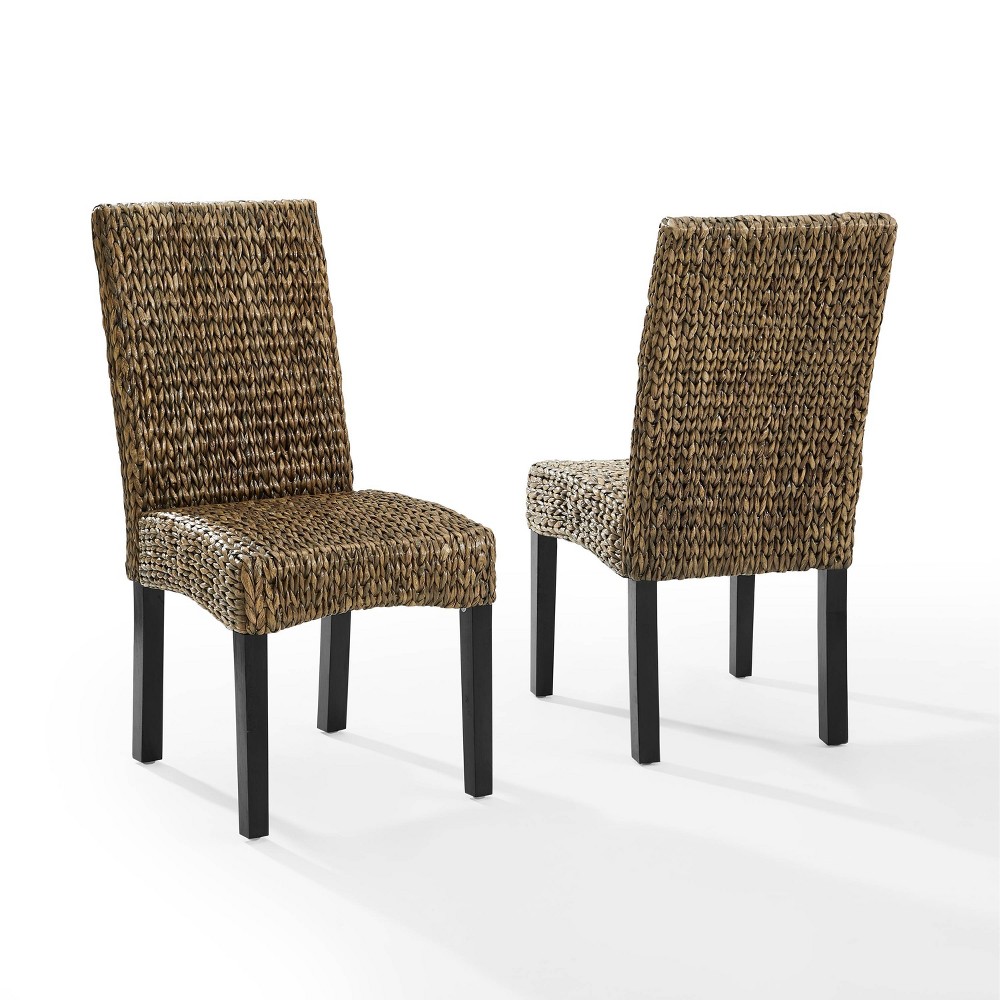 Photos - Chair Crosley Set of 2 Edgewater Dining  Seagrass/Dark Brown  