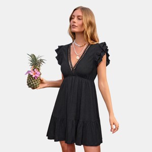 Cupshe Women's Lace Trim Ruffle Sleeve Mini Dress : Target