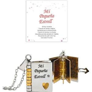 Daughter Love Book Necklace, Laser Engraved Page Pendant Stainless Steel Gift - 1 of 4