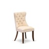 East West Furniture DAP2F23 Dallas Parson Kitchen Chairs - Button Tufted Nailhead Trim Beige Red faux Leather  Dining Chairs, Set of 2, linen white - 4 of 4