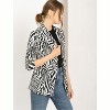 INSPIRE CHIC Women's Elegant Shawl Collar Long Sleeves Open Front Print Cardigan - 4 of 4