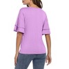 BLUEMING Womens Flutter Elbow Sleeve Shirts V Neck Tee Blouse Pagoda Sleeve T-Shirts Summer Tee Blouse Flowy Tops - 2 of 4