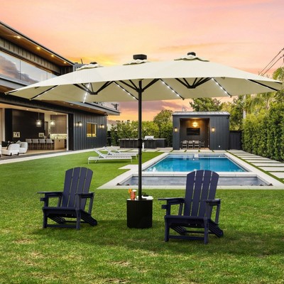 Maggift Patio Umbrella, Large Outdoor Double-Headed Umbrella, With Crank Handle, Powerful UV Protective for Pool, Lawn, Off-White, 181.1"*106.2"*94.5"