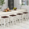 Farmhouse 5-pieces Counter Height Dining Sets Wood Table with 3-Tier Adjustable Storage Shelves, Wine Racks and 4 Stools-ModernLuxe - image 3 of 4