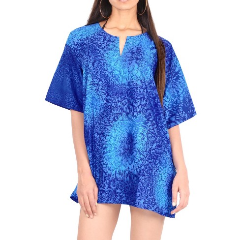 LA LEELA Women's Beachwear Relaxed Casual Parties Swimsuit Coverups for Women Summer Swim Beach Dress Cover Ups for Women Cover Up S-M Blue,Camouflage - image 1 of 4