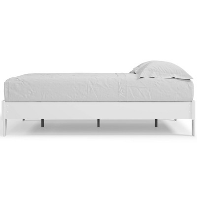 Piperton Queen White Engineered Wood Platform Bed with Drawer