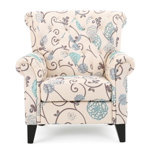 Merritt Floral Tufted Chair - White/Blue - Christopher Knight Home