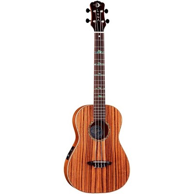 Luna Baritone Zebra Acoustic-Electric Ukulele Natural High Tide Design