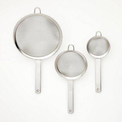 3pc  Stainless Steel Mesh Strainer Set Silver - Figmint™