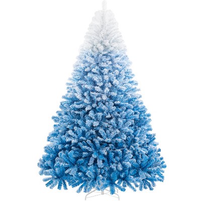 Yaheetech 9Ft/12Ft Pre-lit Flocked Artificial Christmas Tree with Foldable Stand