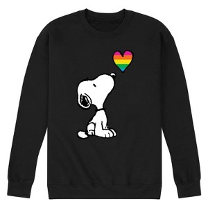 Men's - Peanuts - Snoopy Rainbow Heart Graphic Fleece Sweatshirt - 1 of 4