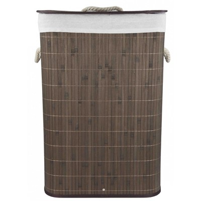 Home Basics Rectangular Bamboo Hamper, Brown