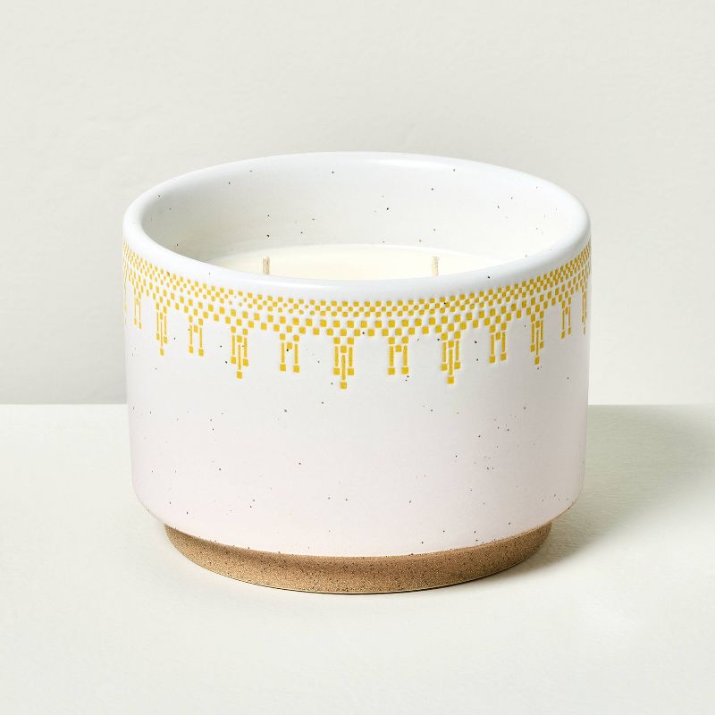 2-Wick Patterned Ceramic Golden Hour Jar Candle 11.7oz Yellow - Hearth &#38; Hand&#8482; with Magnolia, 1 of 5