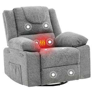 Rocking Nursery Glider Recliner Chair,360¡ã Swivel Rock Recliner Chairs Single Sofa with Vibration Massage and Heating - 1 of 1