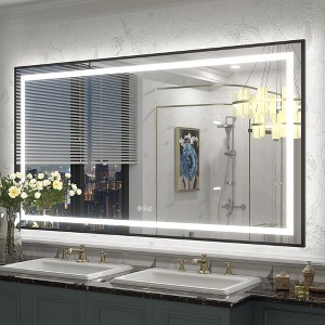 Apmir Super Bright Front & Back LED Lighted Anti-Fog Aluminum Alloy Framed Tempered Glass Bathroom/Vanity Mirror with ETL & 3-Year Warranty - 1 of 4
