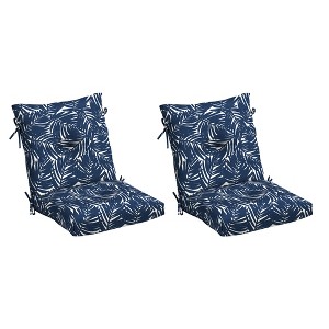 ARDEN earthFIBER Plush Modern Tufted Polyfill Dining Chair Cushion, Set of 2, 21 x 40, Water repellent, Fade Resistant 21 x 40, Navy Blue King Palm - 1 of 4