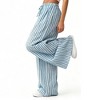 Women's High Waisted Striped Wide Leg Pants - Lightweight Drawstring Casual Palazzo Trousers - 3 of 4