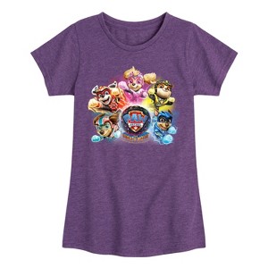Girls' - Paw Patrol - Mighty Movie Character Group Fitted Short Sleeve Graphic T-Shirt - 1 of 4