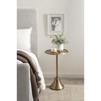 Sanzo Gold Round Hammered Metal Side Table