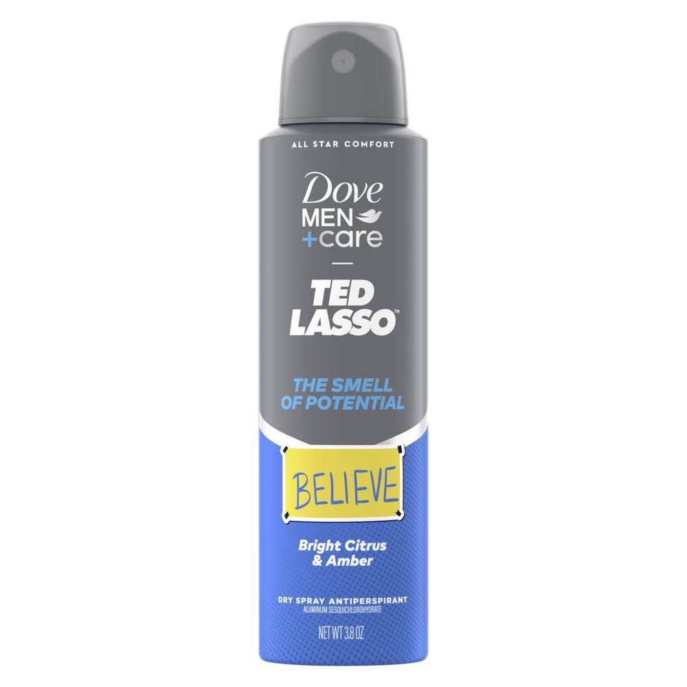 Dove Men+Care Ted Lasso Dry Spray Antiperspirant - The Smell of Potential - Citrus & Amber - 3.8oz
