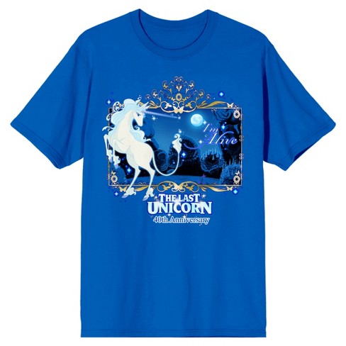 Blue store unicorn shirt