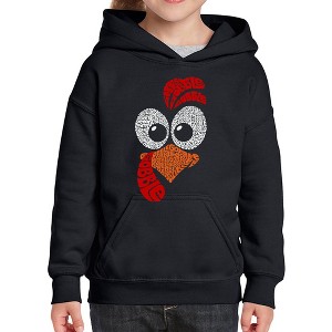 LA Pop Art Turkey Face - Girl's Word Art Hooded Sweatshirt - 1 of 4
