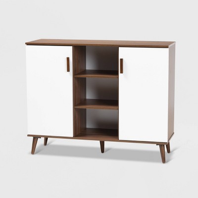 Quinn 2 Door Wood Dining Room Sideboard White/Walnut - Baxton Studio