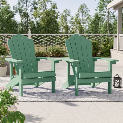 Sonkuki 2PCS Outdoor Faux Wood Adirondack Chairs, Patio Accent Chairs with High Back and Wide Seat for Garden, Backyard
