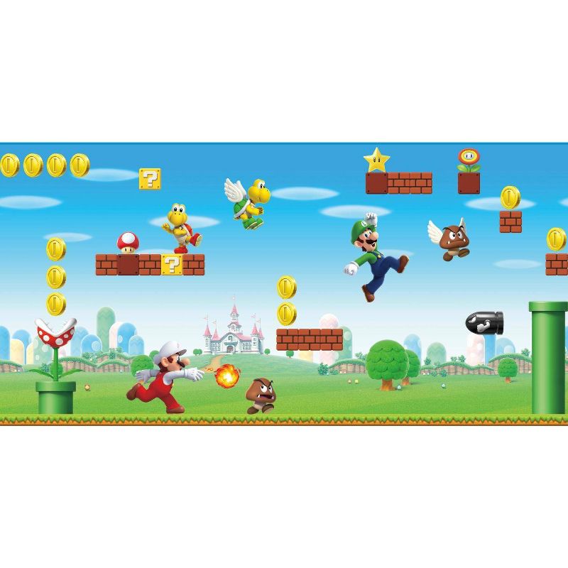 Super Mario Scene Peel &#38; Stick Kids&#39; Wall Border - RoomMates, 1 of 8