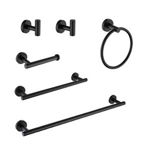 Gulches Modern Stainless Steel Bathroom Towel Rack Set - Wall Mount, Corrosion-Resistant, Scratch-Resistant, 6 Pieces - 1 of 4