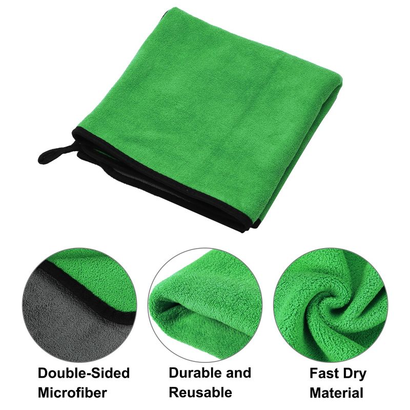 Unique Bargains Extra Large 500 GSM Microfibre Car Drying Towel 19.69"x39.39" Gray Green 1 Pc, 3 of 6