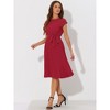 Allegra K Women's Pleated Crew Neck Cap Sleeve Tie Waist A-Line Dresses - 2 of 4