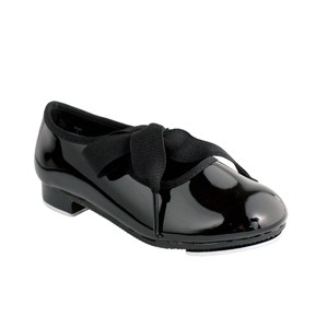 Dance Class Patent Flexible Tap Shoe with ribbon tie - 1 of 4