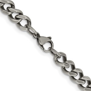 Black Bow Jewelry Men's 7.5mm Stainless Steel Antiqued Curb Chain Necklace - 1 of 4