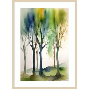 Amanti Art Watercolour Trees 1 by Sally Ann Moss Wood Framed Wall Art Print - 1 of 4