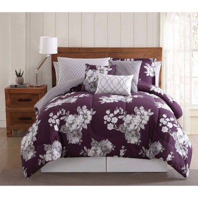 12pc King Peony Garden Floral Bed Ensemble Purple - Style 212 : Target