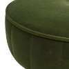 Riley 16in Round Footstool Ottoman, Olive Green Performance Velvet - 2 of 4