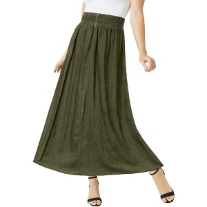 Jessica London Women's Plus Size Chambray Maxi Skirt - 1 of 4