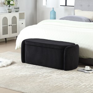 House Hold Storage Ottoman,Bedroom End Bench,Upholstered Fabric Storage Ottoman with Safety Hinge - 1 of 4