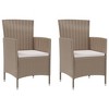 vidaXL Durable Poly Rattan Patio Chairs - Outdoor Relaxation Seating with Thickly Padded Cushions - Beige/Cream - 2 of 4