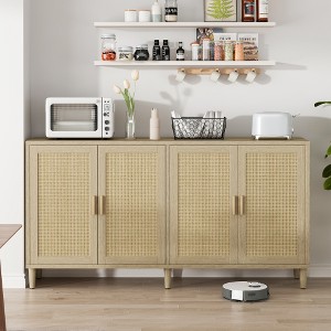 70in Buffet Cabinet with Storage, 4-Door Sideboard Buffet Cabinet with Adjustable Shelves for Kitchen,Dining Room, Easy Assembly,Natural - 1 of 1