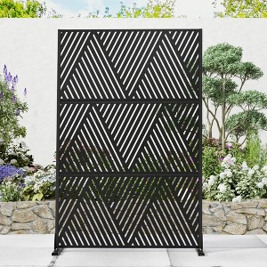 SpassWay 72"H 47"W Outdoor Metal Garden Trellis Privacy Screen Lattice Panel Indoor Room Divider In Black - 1 of 4