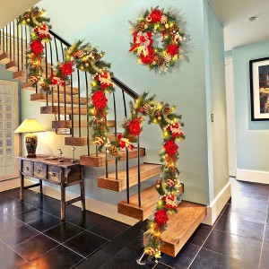 24 Inch Pine Needle Garland - 20 Lights, PVC Rattan Vine, PE Rattan Vine, Metal Rattan Vine, Indoor and Outdoor Decoration - 1 of 4