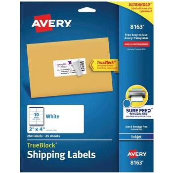 Avery TrueBlock Shipping Labels, Inkjet, 2 x 4 Inches, White, Pack of 250