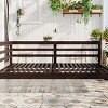 Twin Size Acacia Wood Garden Porch Swing Bed,Wooden Outdoor Patio Hammock Swing Chair with Ropes,2 Seater Hanging Garden Patio Chair-Coolbibila - 3 of 4