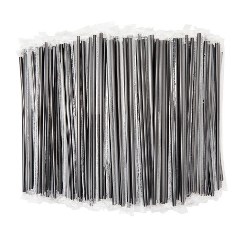 Stockroom Plus 600 Bulk Pack Long Drinking Straws, Disposable Plastic Straw  Individually Wrapped, Black, 10.2 In : Target